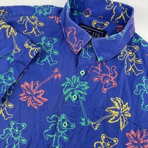 Section 119 Grateful Dead Shirt Mens M Blue Dancing Bears Palm Hawaiian Deadhead